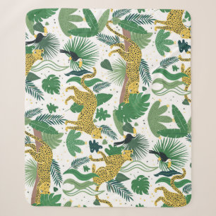 Leoparden Dschungel: Tropische Kinder nahtlos. Sherpadecke