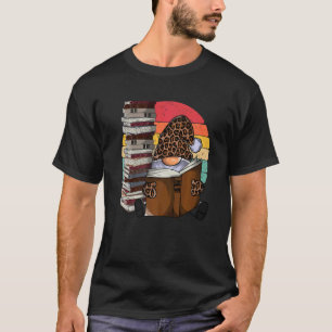 Leoparden-Garten-Zwerg liest Bücher Sonnenuntergan T-Shirt