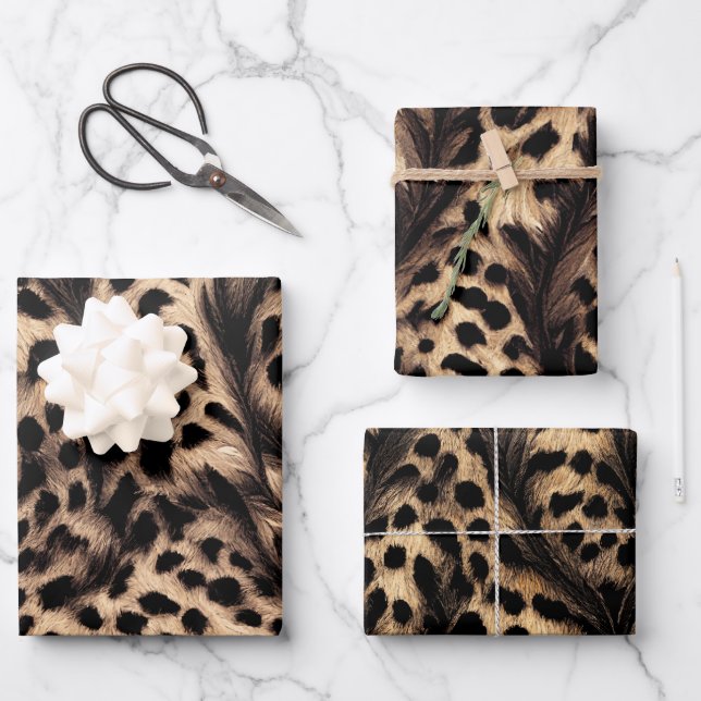 Leoparden Geschenkpapier Set (Vorderseite)