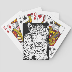 Leoparden-Gesichtsfeld Nah-up 3 Spielkarten