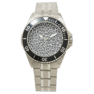 Leoparden-Grau- und Leichtgrau-Druck Armbanduhr
