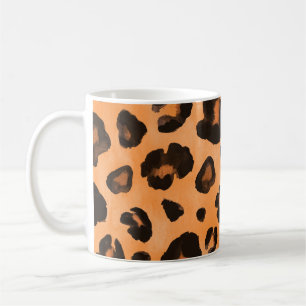 Leoparden Pelz, Aquarell, nahtlose Textur. Kaffeetasse