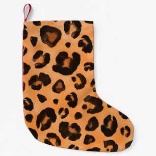 Leoparden Pelz, Aquarell, nahtlose Textur. Kleiner Weihnachtsstrumpf