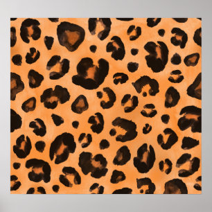 Leoparden Pelz, Aquarell, nahtlose Textur. Poster
