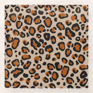 Leoparden Pelzdesign, nahtloses Muster. Glasuntersetzer