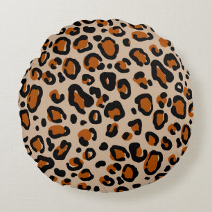 Leoparden Pelzdesign, nahtloses Muster. Rundes Kissen