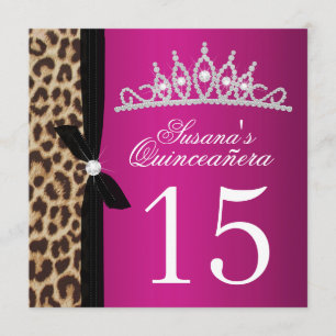 Leoparden-Rosa Quinceanera Einladung
