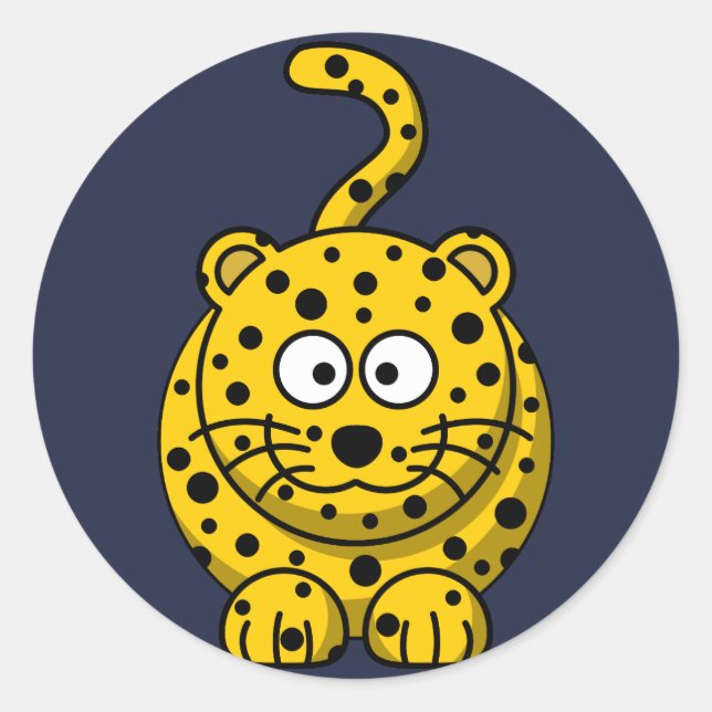 Leopardenaufkleber aus Cartoon Runder Aufkleber (Vorderseite)