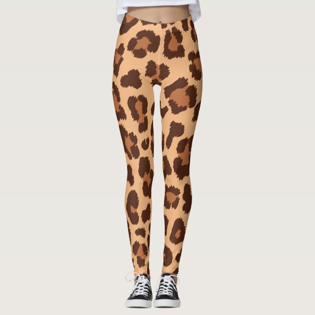 Leopardenbraun gepunktetes Geparden Leggings (Vorderseite)