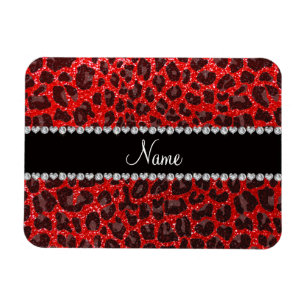 Leopardendruck auf individuelle Name-Neon-Glitzer Magnet