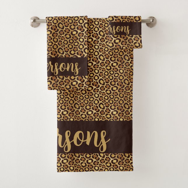 Leopardendruck Faux Glitter | Luxus  Badhandtuch Set (Insitu)