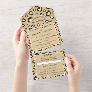 Leopardendruck Gepard Braun Safari-Tier Hochzeit  All In One Einladung