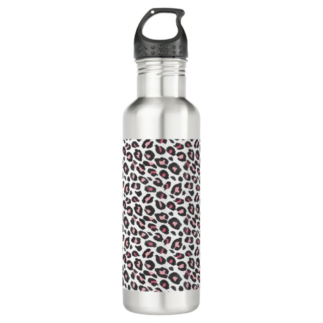 Leopardendruck, Gepard, Rosa, Girl Edelstahlflasche (Vorderseite)
