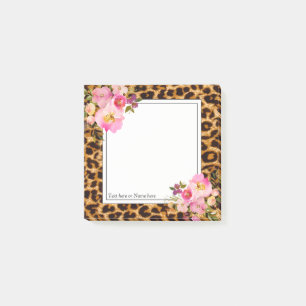 Leopardendruck, Geparden-Trend, Blumen, Post-it Klebezettel