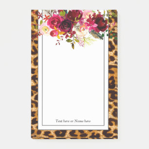 Leopardendruck, Geparden, trendy, blumenreich, sü Post-it Klebezettel