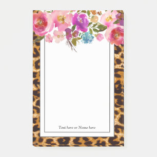 Leopardendruck, Geparden, trendy, blumenreich, sü Post-it Klebezettel