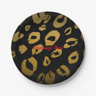 Leopardendruck Gold & Schwarz Chic Glam Party-Tell Pappteller