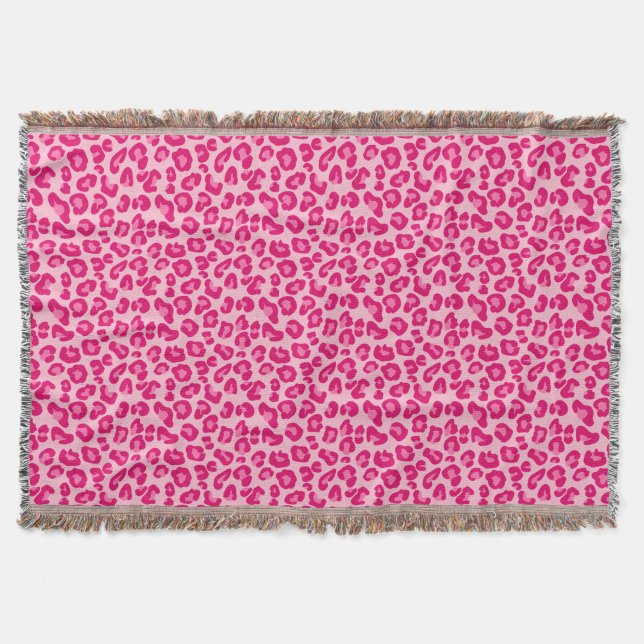 Leopardendruck in Pastellrosa, Hot Pink und Fuchsi Decke (Vorderseite)
