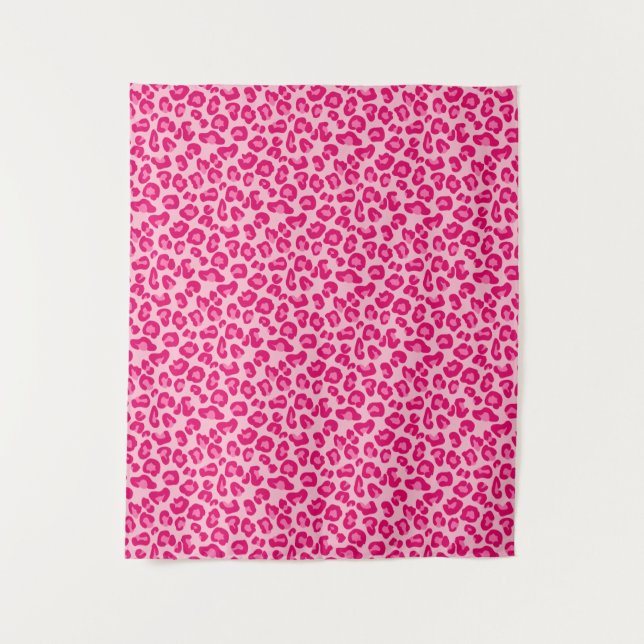 Leopardendruck in Pastellrosa, Hot Pink und Fuchsi Wandteppich (Vorderseite)