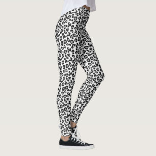 Leopardendruck in Schwarz und Weiß mit Grau / Grau Leggings