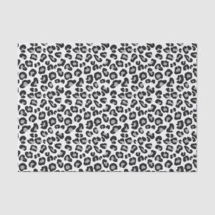Leopardendruck in Schwarz und Weiß mit Grau / Grau Seidenpapier