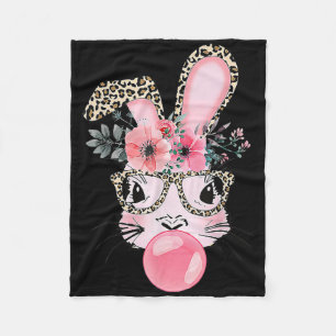 Leopardendruck Kaninchen Hase Bläst Bubble Gum Ost Fleecedecke