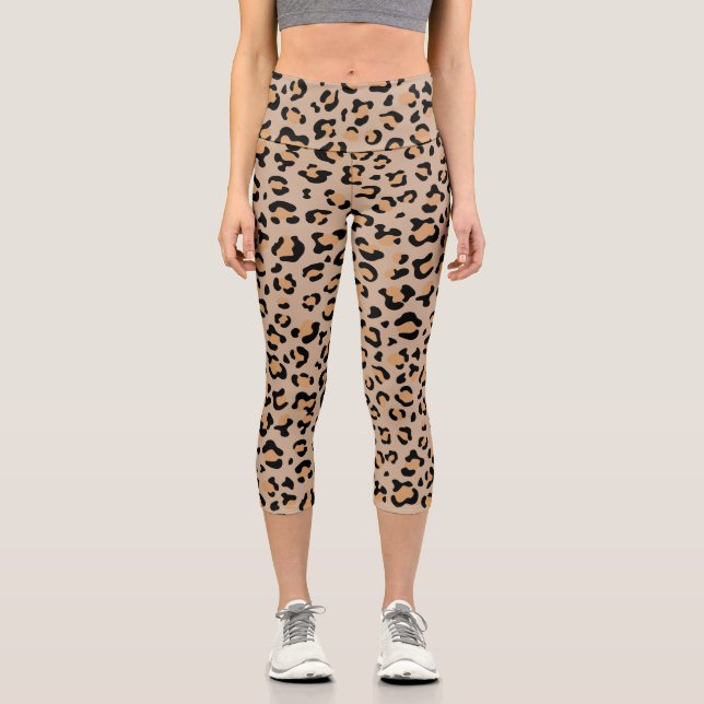 Leopardendrucke, Leoparden, Braunleopard Capri Leggings (Vorderseite)