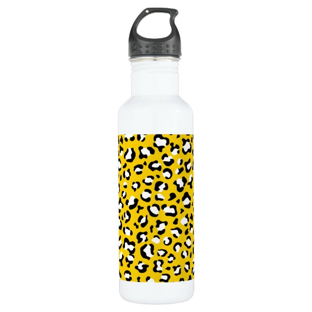 Leopardendrucke, Leoparden, Gelbleopard Edelstahlflasche (Vorderseite)