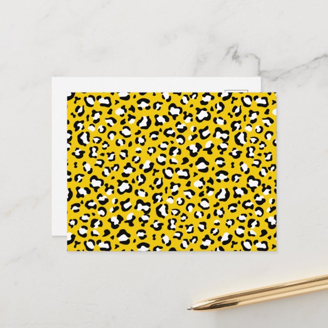 Leopardendrucke, Leoparden, Gelbleopard Postkarte (Vorderseite/Rückseite Beispiel)
