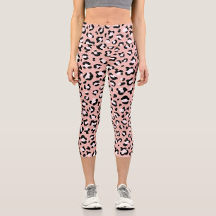 Leopardendrucke, Leoparden, rosa Leoparden Capri Leggings