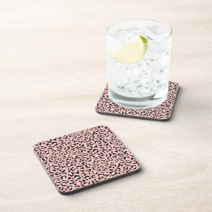 Leopardendrucke, Leoparden, rosa Leoparden Getränkeuntersetzer