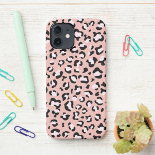 Leopardendrucke, Leoparden, rosa Leoparden iPhone 12 Hülle