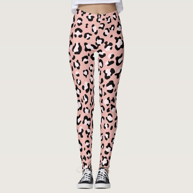 Leopardendrucke, Leoparden, rosa Leoparden Leggings (Vorderseite)
