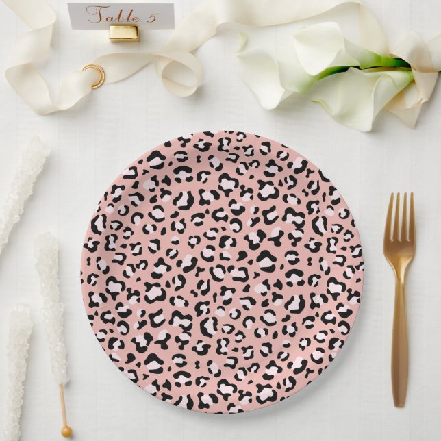 Leopardendrucke, Leoparden, rosa Leoparden Pappteller (Hochzeit)