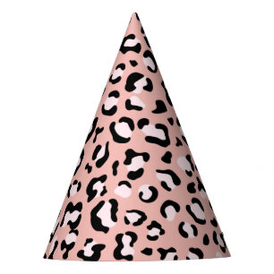 Leopardendrucke, Leoparden, rosa Leoparden Partyhütchen