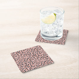 Leopardendrucke, Leoparden, rosa Leoparden Rechteckiger Pappuntersetzer