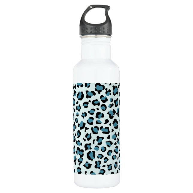 Leopardendrucke, Leoparden-Spots, Blauer Leopard Edelstahlflasche (Vorderseite)