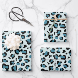 Leopardendrucke, Leoparden-Spots, Blauer Leopard Geschenkpapier Set