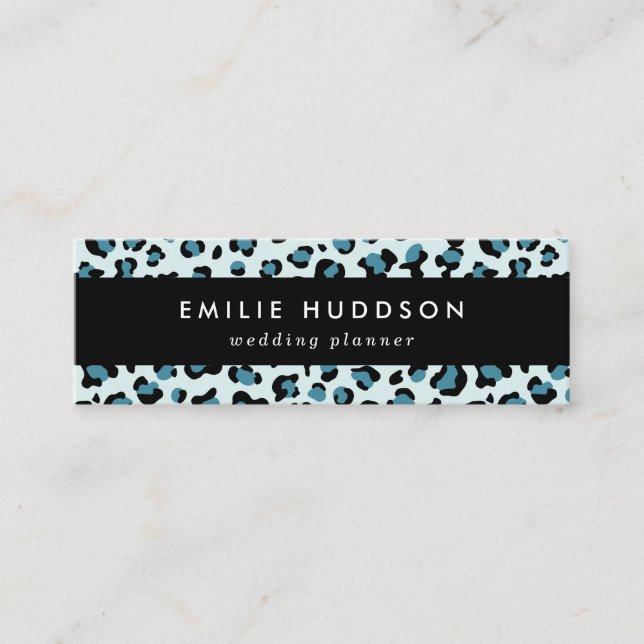 Leopardendrucke, Leoparden-Spots, Blauer Leopard Mini Visitenkarte (Vorderseite)