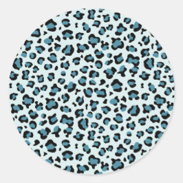 Leopardendrucke, Leoparden-Spots, Blauer Leopard Runder Aufkleber