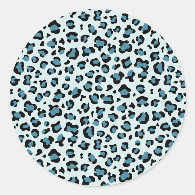 Leopardendrucke, Leoparden-Spots, Blauer Leopard Runder Aufkleber (Vorderseite)