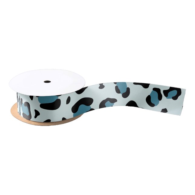 Leopardendrucke, Leoparden-Spots, Blauer Leopard Satinband (Spule)