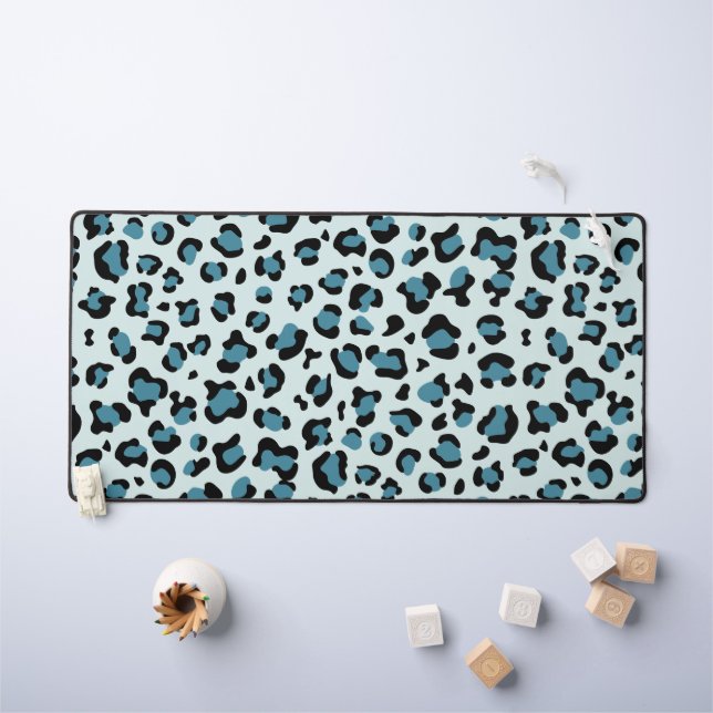 Leopardendrucke, Leoparden-Spots, Blauer Leopard Schreibtischunterlage (Kindertisch)