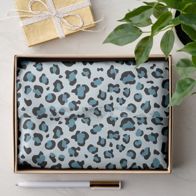 Leopardendrucke, Leoparden-Spots, Blauer Leopard Seidenpapier (Geschenk)