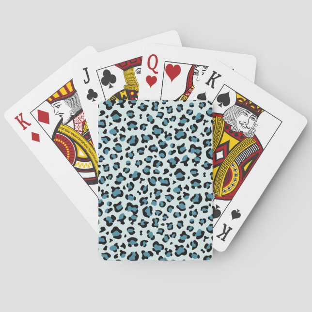 Leopardendrucke, Leoparden-Spots, Blauer Leopard Spielkarten (Rückseite)