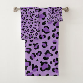 Leopardendrucke, Leoparden-Spots, Lila Leopard Badhandtuch Set