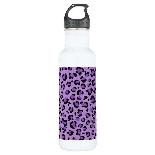 Leopardendrucke, Leoparden-Spots, Lila Leopard Edelstahlflasche (Vorderseite)