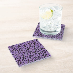 Leopardendrucke, Leoparden-Spots, Lila Leopard Glasuntersetzer