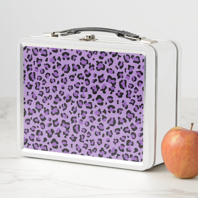 Leopardendrucke, Leoparden-Spots, Lila Leopard Metall Brotdose (Beispiel)