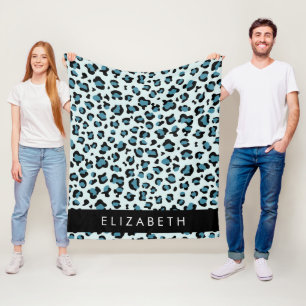 Leopardendrucke, Spots, Blauer Leopard, Ihr Name Fleecedecke